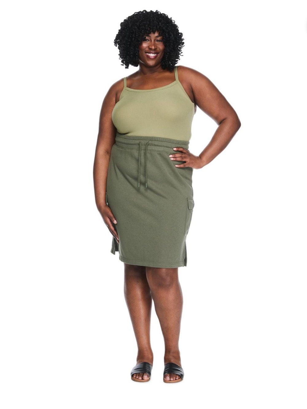 Lane Bryant 2X Green Cargo Terry Drawstring Skirt NWT